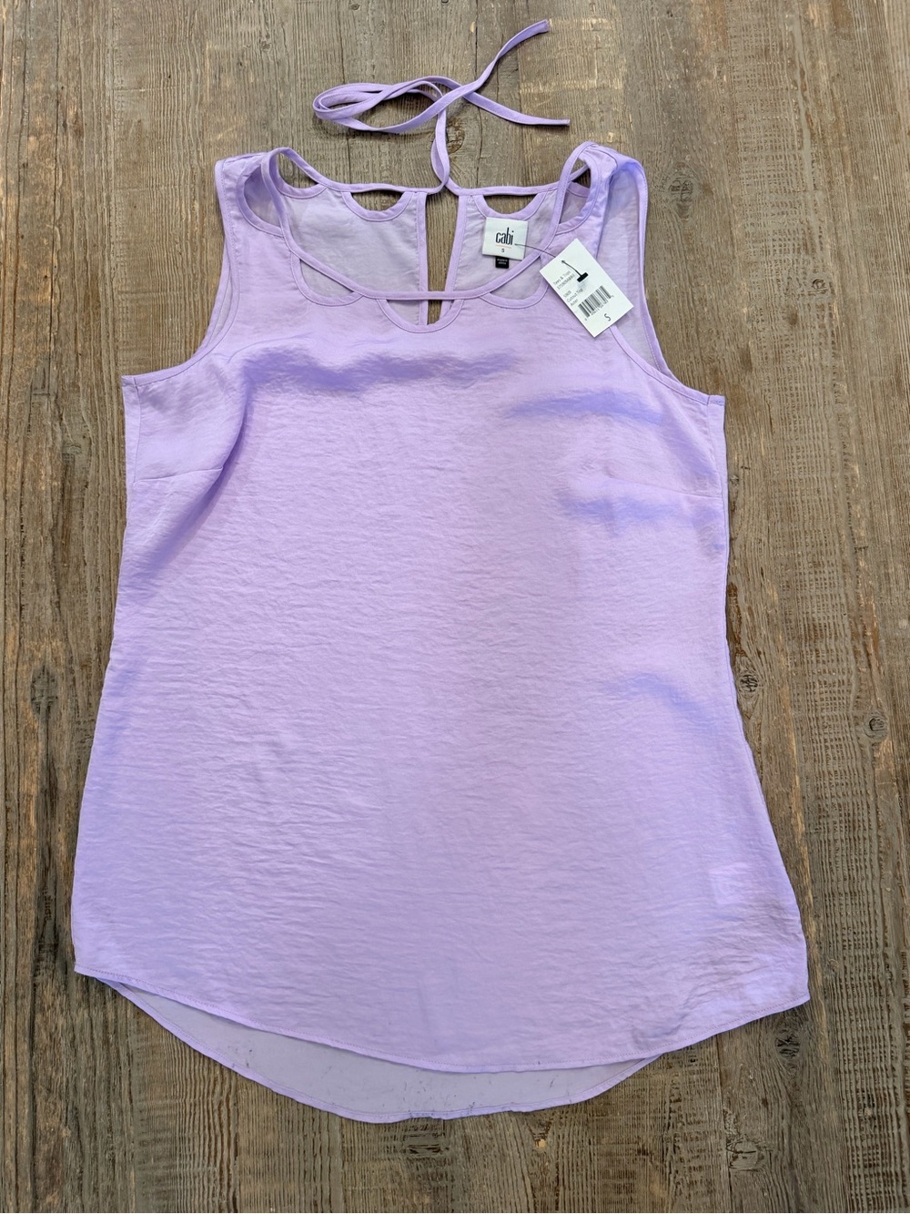 CAbi Cutout Top 5909 Lavender Lilac Small Sleeveless Tank NWT
